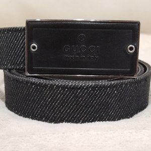 Authentic GUCCI belt, NEW (XS), black denim, waist cinching